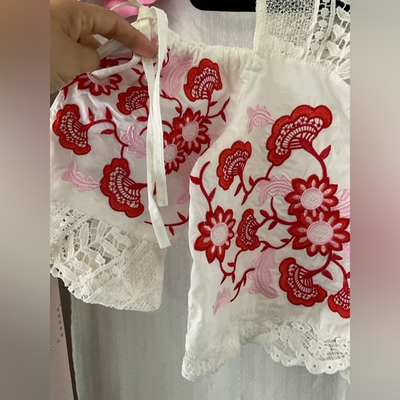 Morning Crop top Small Embroidered Lace Boho Cottagecore - Picture 3 of 7